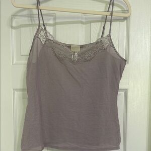 Women's Gray Lace Trim Cami Top